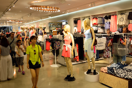 BANGKOK, THAILAND - JUNE 20, 2015: shopping center interior. Shopping malls and department stores...