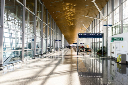 KUALA LUMPUR-MAY 06: airport interior on MAY 06, 2014 in Kuala Lumpur, Malaysia. Kuala Lumpur International Airport (KLIA) is Malaysia's main international airport and one of the major airports of South East Asiaのeditorial素材