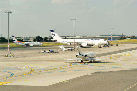 PRAGUE, CZECH REPUBLIC - AUGUST 04, 2015: airport of Prague. International airport of Prague is major airport of Czech Republicのeditorial素材