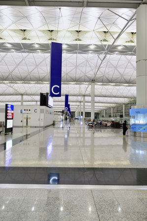 HONG KONG - SEPTEMBER 09, 2015: Hong Kong International Airport interior. Hong Kong International...