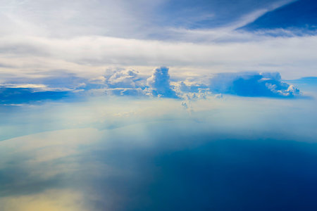 aerial view of the sky with clouds from jet flightのeditorial素材