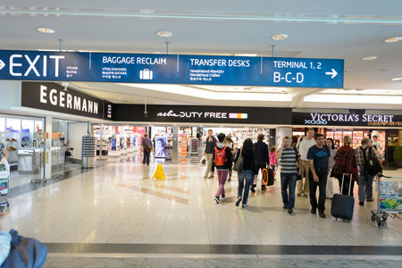 PRAGUE, CZECH REPUBLIC - AUGUST 04, 2015: airport of Prague interior. International airport of Prague is major airport of Czech Republicのeditorial素材