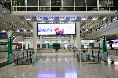 HONG KONG - SEPTEMBER 09, 2015: Hong Kong International Airport interior. Hong Kong International...