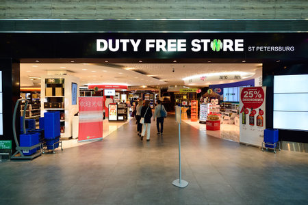 SAINT PETERSBURG, RUSSIA - AUGUST 04, 2015: Pulkovo Airport interior. Pulkovo Airport is an...