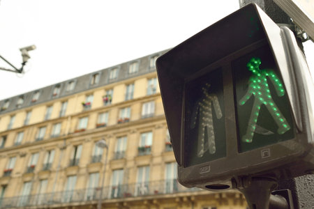 close up shot of green light of traffic signalのeditorial素材