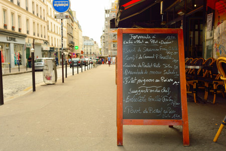 PARIS, FRANCE - AUGUST 09, 2015: streets of Paris. Paris, aka City of Love, is a popular travel destination and a major city in Europeのeditorial素材