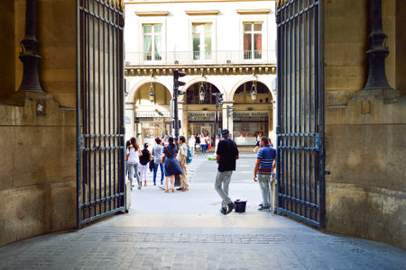 PARIS, FRANCE - AUGUST 09, 2015: streets of Paris. Paris, aka City of Love, is a popular travel destination and a major city in Europeのeditorial素材