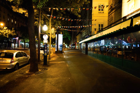PARIS, FRANCE - AUGUST 09, 2015: Paris at night. Paris, aka City of Love, is a popular travel destination and a major city in Europeのeditorial素材
