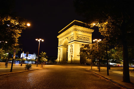 PARIS, FRANCE - AUGUST 09, 2015: Paris at night. Paris, aka City of Love, is a popular travel destination and a major city in Europeのeditorial素材