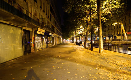 PARIS, FRANCE - AUGUST 09, 2015: Paris at night. Paris, aka City of Love, is a popular travel destination and a major city in Europeのeditorial素材