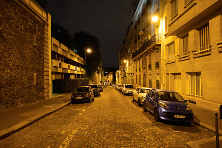 PARIS, FRANCE - AUGUST 09, 2015: Paris at night. Paris, aka City of Love, is a popular travel destination and a major city in Europeのeditorial素材