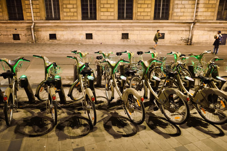 PARIS, FRANCE - AUGUST 09, 2015: Paris at night. Paris, aka City of Love, is a popular travel destination and a major city in Europeのeditorial素材