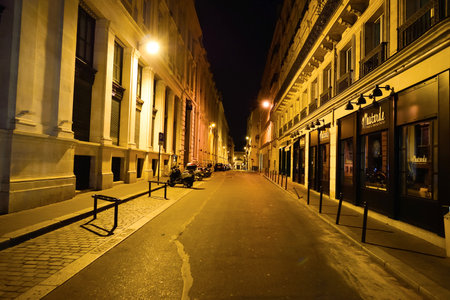 PARIS, FRANCE - AUGUST 09, 2015: Paris at night. Paris, aka City of Love, is a popular travel destination and a major city in Europeのeditorial素材