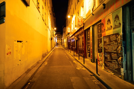 PARIS, FRANCE - AUGUST 09, 2015: Paris at night. Paris, aka City of Love, is a popular travel destination and a major city in Europeのeditorial素材