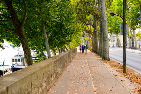 PARIS, FRANCE - AUGUST 10, 2015: Paris streets. Paris, aka City of Love, is a popular travel destination and a major city in Europeのeditorial素材