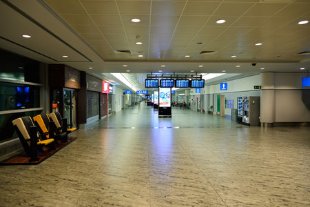 PRAGUE, CZECH REPUBLIC - AUGUST 18, 2015: airport of Prague interior. International airport of...