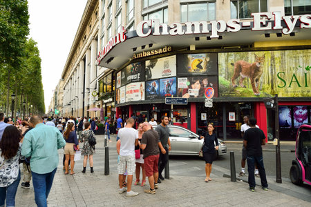 PARIS, FRANCE - AUGUST 09, 2015: Gaumont movie theater. Gaumont Film Company is the first and oldest film company in the worldのeditorial素材