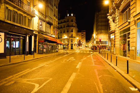 PARIS, FRANCE - AUGUST 11, 2015: Paris streets at night. Paris, aka City of Love, is a popular...