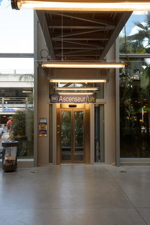 NICE, FRANCE - AUGUST 15, 2015: Nice International Airport interior. It is located 5.9 km southwest...