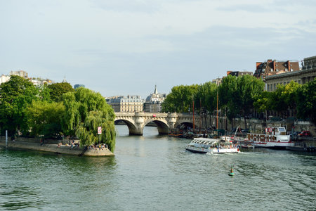 PARIS, FRANCE - AUGUST 09, 2015: Seine river. Paris, aka City of Love, is a popular travel destination and a major city in Europeのeditorial素材