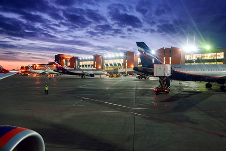 MOSCOW, RUSSIA - AUGUST 19, 2015: airport terminal. Sheremetyevo International Airport is an international airport located in Khimki, Moscow Oblast, Russia, 29 km northwest of central Moscow.のeditorial素材
