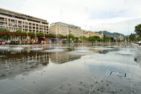 NICE, FRANCE - AUGUST 15, 2015: Nice streets. Nice is the fifth most populous city in France, after Paris, Marseille, Lyon and Toulouse, and it is the capital of the Alpes Maritimes departementのeditorial素材