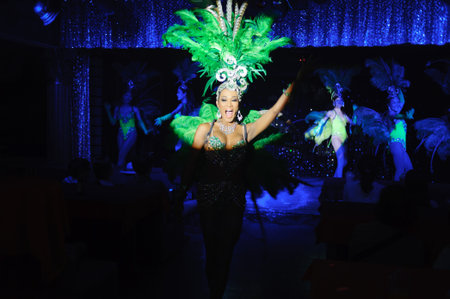 PHUKET, THAILAND - OCTOBER 20, 2011:  Rose Phuket Cabaret Show. Phuket have reputation as a partying hotspot with go-go bars, ladyboy cabaret shows, discos and clubs.のeditorial素材