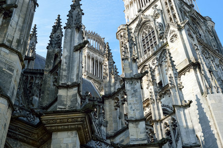 Gothic Catholic cathedral in the city of Orleans, Franceのeditorial素材