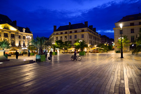 ORLEANS, FRANCE - AUGUST 11, 2015: streets of Orleans. Orleans is a city in north-central France, about 111 kilometres southwest of Paris. It is the capital of the Loiret department and of the Centre-Val de Loire region.のeditorial素材
