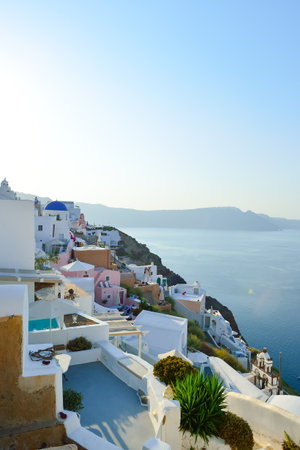 Santorini island at morning, Greeceのeditorial素材