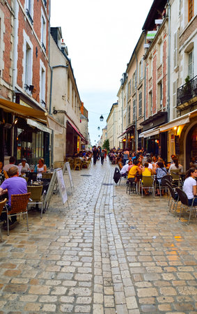 ORLEANS, FRANCE - AUGUST 11, 2015: streets of Orleans. Orleans is a city in north-central France, about 111 kilometres southwest of Paris. It is the capital of the Loiret department and of the Centre-Val de Loire region.のeditorial素材