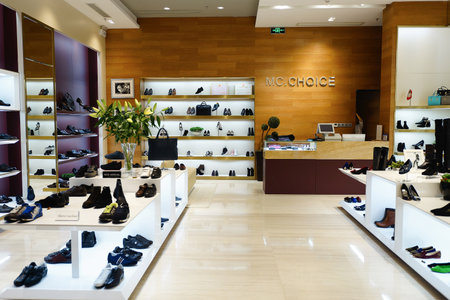 SHENZHEN, CHINA - OCTOBER 15, 2015: KK Mall shopping mall interior. KK Mall is high-end shopping mall in Shenzhen, within walking distance of both Citic Plaza and MixCity.のeditorial素材