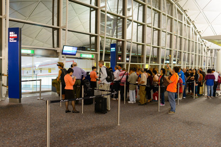 HONG KONG - APRIL 22, 2014: Hong Kong International Airport interior. Hong Kong International...