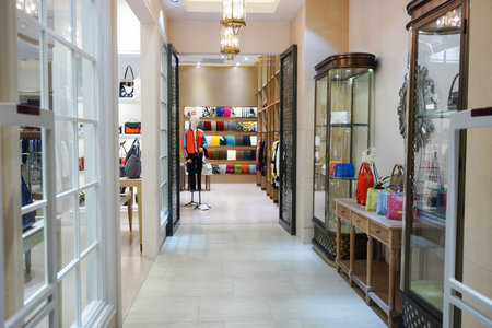 SHENZHEN, CHINA - OCTOBER 15, 2015: KK Mall shopping mall interior. KK Mall is high-end shopping mall in Shenzhen, within walking distance of both Citic Plaza and MixCity.のeditorial素材