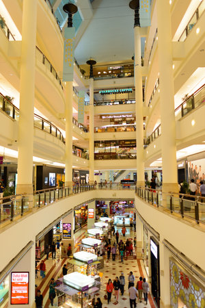 KUALA LUMPUR, MALAYSIA - APRIL 23, 2014: Suria KLCC shopping mall in Petronas Twin Towers. Suria KLCC is one of the largest shopping malls in Malaysiaのeditorial素材