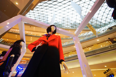 SHENZHEN, CHINA - OCTOBER 15, 2015: KK Mall shopping mall interior. KK Mall is high-end shopping mall in Shenzhen, within walking distance of both Citic Plaza and MixCity.のeditorial素材