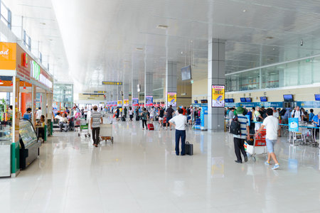 HANOI, VIETNAM - MAY 11, 2015: Noi Bai International Airport interior. Noi Bai International Airport is the largest airport in Vietnam. It is the main airport serving Hanoi, replacing the role of Gia Lam Airportのeditorial素材