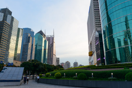 SHENZHEN, CHINA - MAY 28, 2014: ShenZhen downtown, Luohu district. Shenzhen is a major city in...