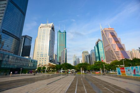 SHENZHEN, CHINA - MAY 28, 2014: ShenZhen downtown, Luohu district. Shenzhen is a major city in Guangdong Province, China.のeditorial素材