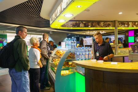 DUSSELDORF, GERMANY - SEPTEMBER 20, 2014: interior of Dusseldorf Airport. Dusseldorf Airport is the...