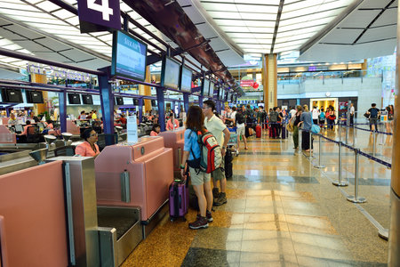 SINGAPORE - NOVEMBER 09, 2015: check-in zone at Changi Airport. Singapore Changi Airport, is the...