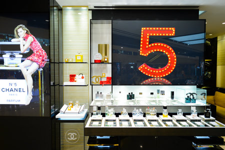 HONG KONG - NOVEMBER 02, 2015: cosmetics store in New Town Plaza. New Town Plaza is a shopping mall in the town centre of Sha Tin in Hong Kong. Developed by Sun Hung Kai Propertiesのeditorial素材