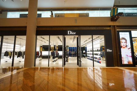 SINGAPORE - NOVEMBER 08, 2015: interior of Dior store. Dior, is a European luxury goods company controlled and chaired by French businessman Bernard Arnaultのeditorial素材