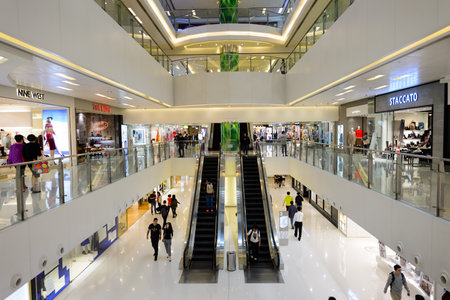HONG KONG - NOVEMBER 02, 2015: interior of New Town Plaza. New Town Plaza is a shopping mall in the...