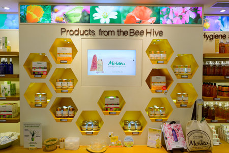 HONG KONG - NOVEMBER 02, 2015: cosmetics store in New Town Plaza. New Town Plaza is a shopping mall in the town centre of Sha Tin in Hong Kong. Developed by Sun Hung Kai Propertiesのeditorial素材