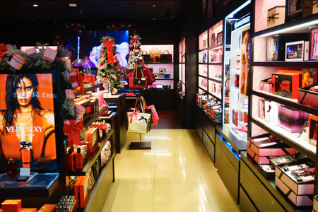 SINGAPORE - NOVEMBER 08, 2015: interior of Victoria's Secret store. Victoria's Secret is the largest...