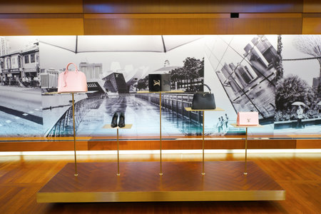 SINGAPORE - NOVEMBER 08, 2015: inside the Louis Vuitton store. Louis Vuitton is a French fashion house, one of the world's leading international fashion housesのeditorial素材