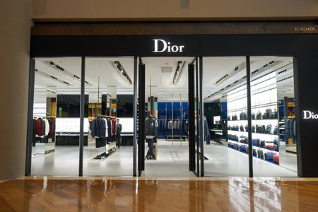 SINGAPORE - NOVEMBER 08, 2015: interior of Dior store. Dior, is a European luxury goods company controlled and chaired by French businessman Bernard Arnaultのeditorial素材