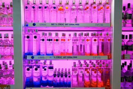 DUBAI, UAE - NOVEMBER 21, 2015: interior of Dubai Duty Free. Dubai Duty Free is the largest single airport retail operation in the worldのeditorial素材