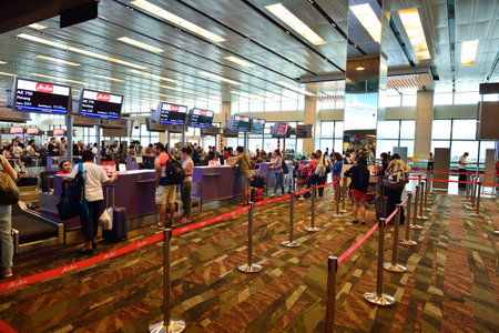 SINGAPORE - NOVEMBER 04, 2015: check-in zone at Changi Airport. Singapore Changi Airport, is the...